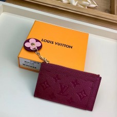 Louis Vuitton Flower Monogram Empreinte Zipped Card Holder M68338 Raisin 2019