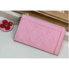 Louis Vuitton Flower Monogram Empreinte Zipped Card Holder M68338 Pink 2019