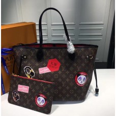 Louis Vuitton Monogram Canvas Badge Detail Neverfull MM Bag 2017