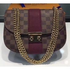 Louis Vuitton Damier Ebene Canvas With Stripe Taurillon Leather Wight Bag N64418 Burgundy 2017