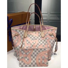 Louis Vuitton Damier Azur Canvas Nerverfull MM Tote Bag N41050 Pink 2017