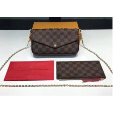 Louis Vuitton Damier Ebene Canvas Pochette Felicie Chain Wallet M63032 Bag