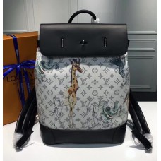 Louis Vuitton Original Leather Animal Print Steamer Backpack M43296 White 2017