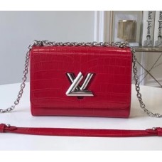 Louis Vuitton Twist MM Bag in Embossed Leather M50280 Red 2018