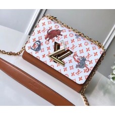 Louis Vuitton Catogram Monogram Canvas Twist MM Bag M44408 White/Brown 2018