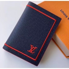 Louis Vuitton Leather Passport Cover Dark Blue/Red 2019