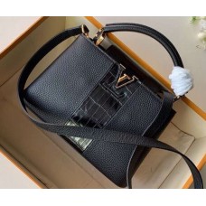 Louis Vuitton Capucines BB Bag Central Stripe Crocodile Black