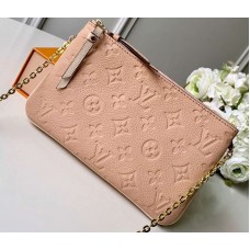 Louis Vuitton Monogram Empreinte Pochette Double Zip Bag M63919 Beige Doré 2019