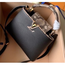 Louis Vuitton Capucines BB Bag Python Handle and Flap N95509 Black