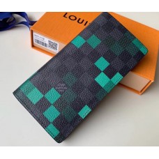 Louis Vuitton Damier Graphite Pixel Canvas Brazza Wallet N60161 Green 2019