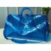 Louis Vuitton Transparent embossed Monogram PVC Keepall Bandouliere 50 M53272 Blue 2019