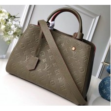 Louis Vuitton Monogram Empreinte Leather Montaigne MM Bag M43660 Kaki Fango