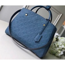 Louis Vuitton Monogram Empreinte Leather Montaigne MM Bag Bleu Jean