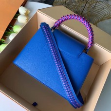 Louis Vuitton Capucines PM Bag Braided Handle and Strap Blue