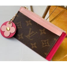 Louis Vuitton Flower Monogram Canvas Zipped Card Holder M67494 Pink 2019