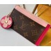 Louis Vuitton Flower Monogram Canvas Zipped Card Holder M67494 Pink 2019