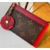 Louis Vuitton Flower Monogram Canvas Zipped Card Holder M67494 Red 2019