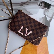 Louis Vuitton Damier Ebene Canvas Pochette Double Zip Bag N60254 2019