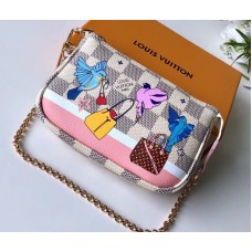 Louis Vuitton Damier Azur Canvas Mini Pochette Accessoires Bag Brids Print N64451