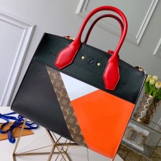 Louis Vuitton City Steamer MM Tote Bag M53803 Black/Red/Orange