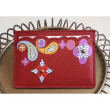 Louis Vuitton Epi Leather Card Holder with Monogram flower M62068 Red