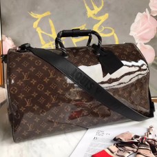 Louis Vuitton Men’s Keepall Bandouliere 50 Travel Bag M43899 Monogram Glaze Canvas 2018