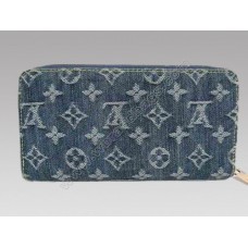 Monogram Denim Zippy Wallet Blue