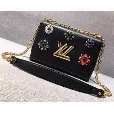 Louis Vuitton Flower Embellished Epi Twist MM Bag Black