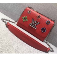 Louis Vuitton Flower Embellished Epi Twist MM Bag Red