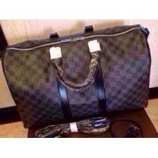 LOUIS VUITTON CAMIER GRAPHITE CANVAS KEEPALL 45 WITH SHOULDER STRAP