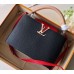 Louis Vuitton Capucines PM Bag Colorblock M51814 Black/Apricot/Red