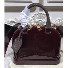 Louis Vuitton Alma BB Patent Leather Bag M51904 Dark Red 2017