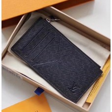 Louis Vuitton Coin Card Holder Black Taiga leather M62914