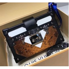 Louis Vuitton Petite Malle N93800 Brown Python Leather/Black/White 2018