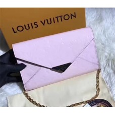 Louis Vuitton Monogram Vernis Leather Envelope Clutch on Chain M90990 Light Pink