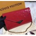 Louis Vuitton Monogram Vernis Leather Envelope Clutch on Chain M90990 Red