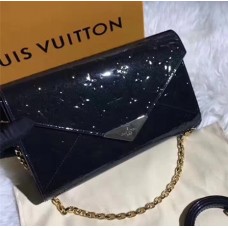 Louis Vuitton Monogram Vernis Leather Envelope Clutch on Chain M90990 Black