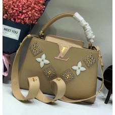 Louis Vuitton Capucines PM Flower Smile Top Handle Bag M51384 Beige 2018