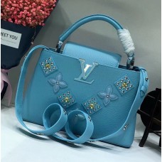 Louis Vuitton Capucines PM Flower Smile Top Handle Bag M51384 Blue 2018