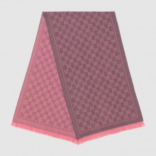 Gucci Pink GG Jacquard Knitted Scarf