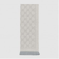 Gucci Grey GG Jacquard Knitted Scarf