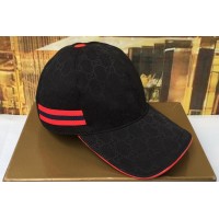 Gucci 200035 Original GG canvas baseball hat with Red/Blue Web In Black Original GG