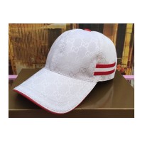 Gucci 200035 Original GG canvas baseball hat with Web In White/Silver Original GG