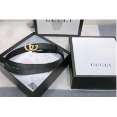 Gucci 2cm Leather belt with torchon Double G buckle in Black Leather