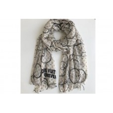 Louis Vuitton LV White Vivienne Scarf 100% Cashmere