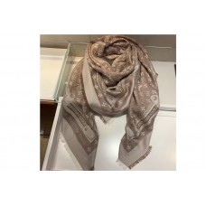 Louis Vuitton M73699 LV Studdy Denim Monogram shawl and Scarf Silk and Wool Beige Color