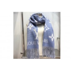 Louis Vuitton M75704 LV Reykjavik Scarf 100% Cashmere Denim Blue Color