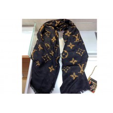 Louis Vuitton M75882 LV Monogram Giant Jungle Shawl Black Silk and Wool