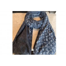 Louis Vuitton MP2433 LV Monogram Denim stole Scarf 100% cotton Denim Blue Color