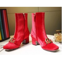 Gucci Velvet Ankle 55mm Heel Boot with Double G ‎524658 Red 2018